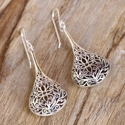 Filigree Teardrop Sterling Silver Earrings