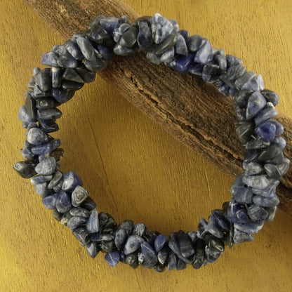 Blue Muse Sodalite Stretch Beaded Bracelet Handmade India