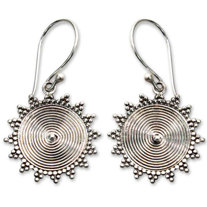 Purnama Sun Silver Dangle Earrings