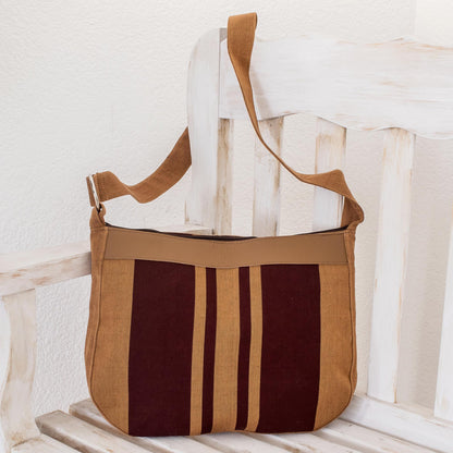 Half Moon Striped Cotton Shoulder Bag