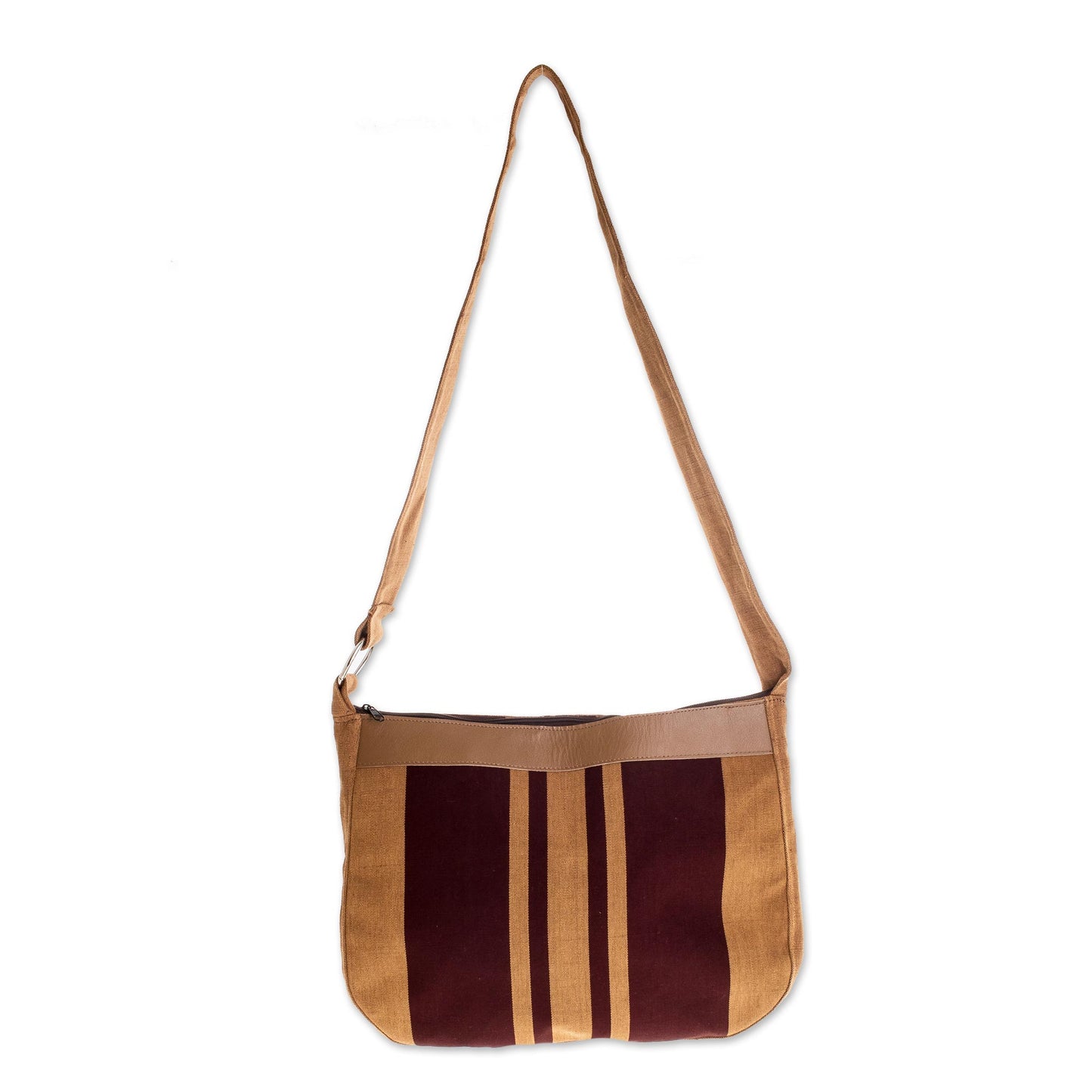 Half Moon Striped Cotton Shoulder Bag