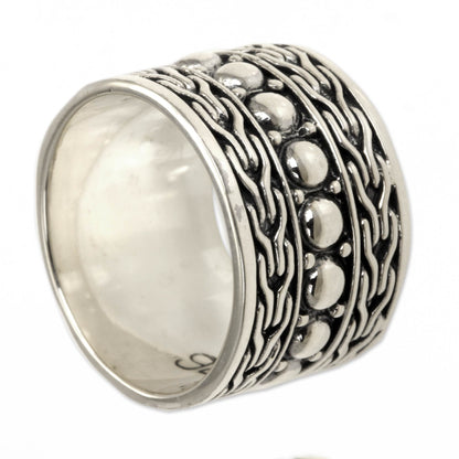 Warrior Men's Handcrafted Sterling Silver Band Ring