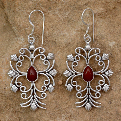 Vintage Vineyard Handcrafted Sterling Silver and Carnelian Dangle Earrings