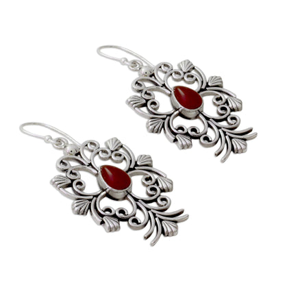 Vintage Vineyard Handcrafted Sterling Silver and Carnelian Dangle Earrings