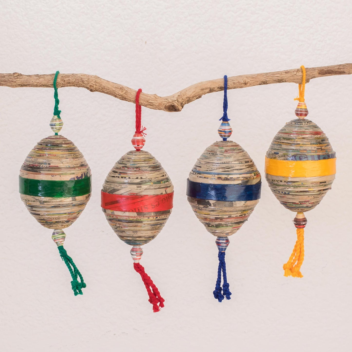 Festive Cheers Recycled paper ornaments (Set of 4)