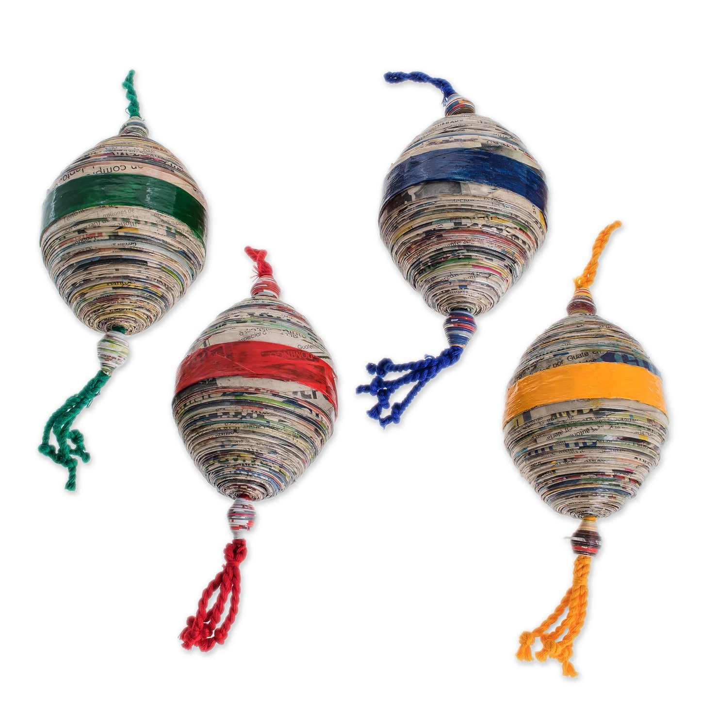 Festive Cheers Recycled paper ornaments (Set of 4)