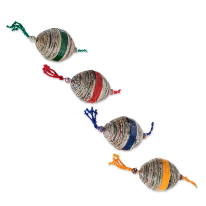 Festive Cheers Recycled paper ornaments (Set of 4)