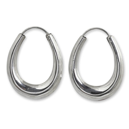 Modern Treasure Sterling Silver Hoop Earrings