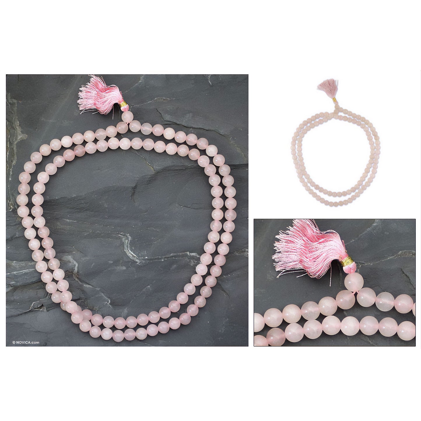 Rose Quartz Prayer Beads Necklace