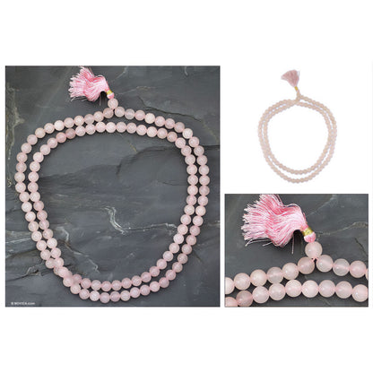 Rose Quartz Prayer Beads Necklace