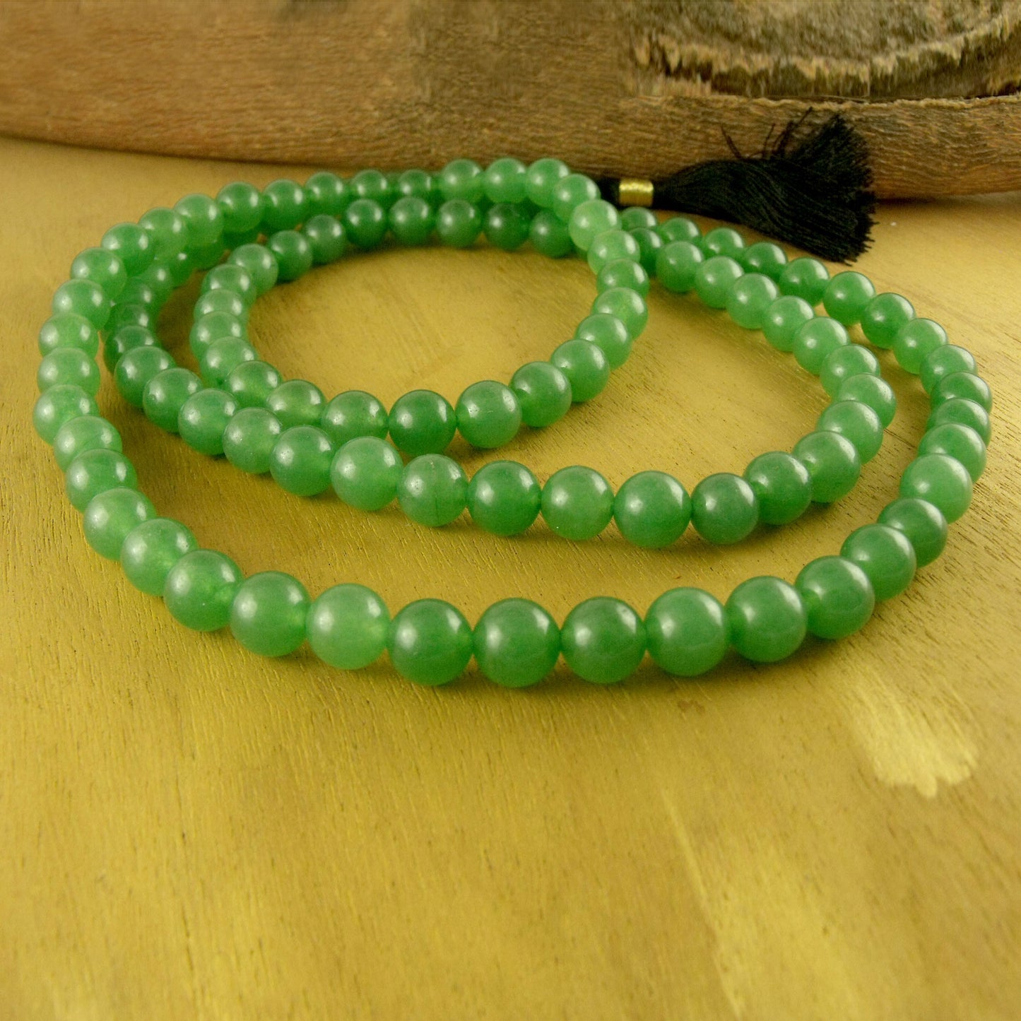 Pray Prayer Beads Aventurine Jap Mala Necklace from India