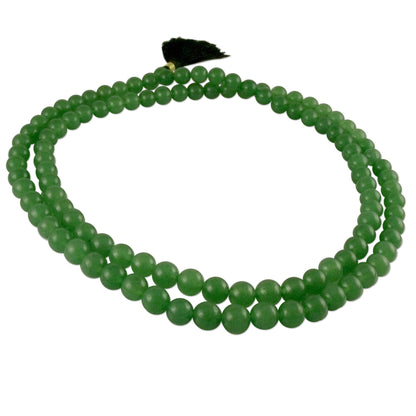 Pray Prayer Beads Aventurine Jap Mala Necklace from India