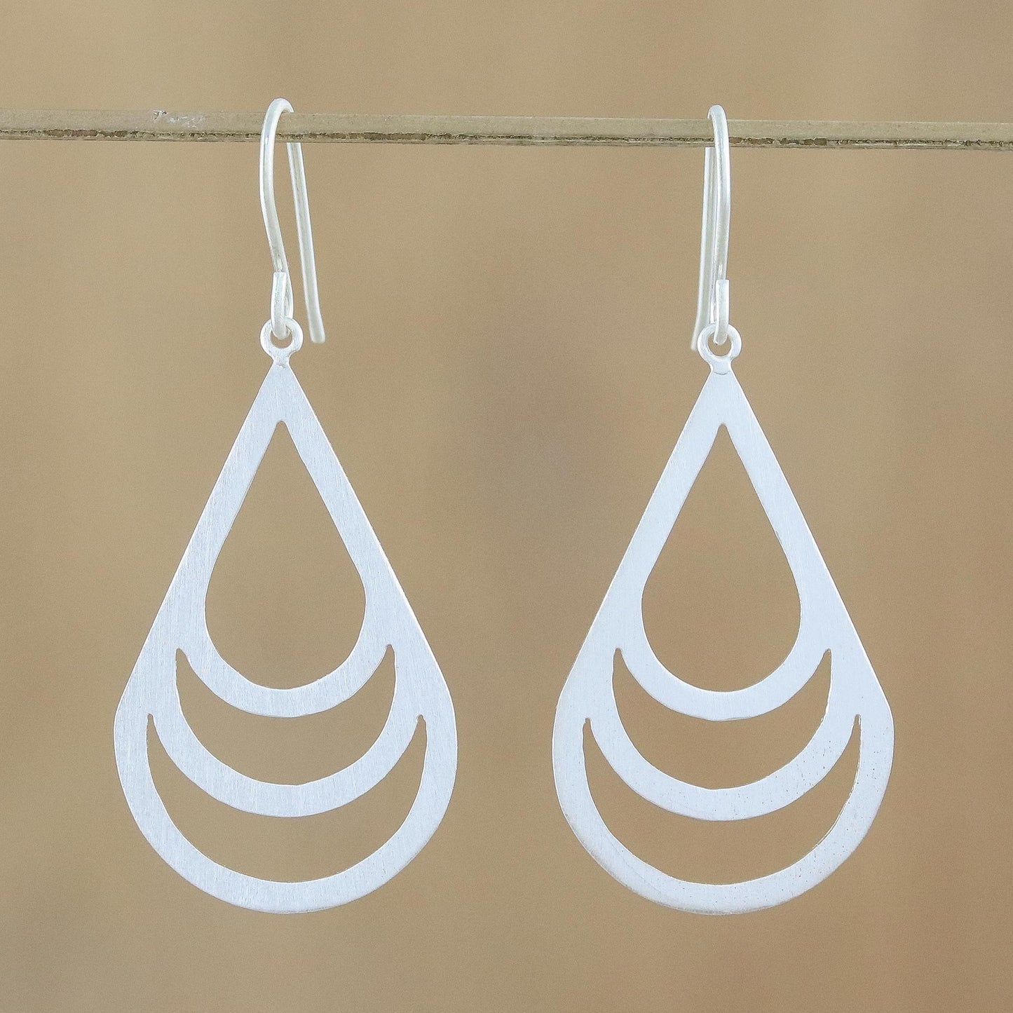 Evening Dew Handmade Modern Sterling Silver Dangle Earrings