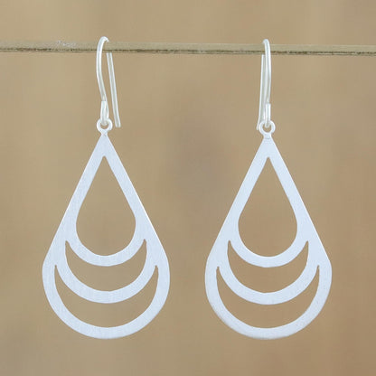 Evening Dew Handmade Modern Sterling Silver Dangle Earrings