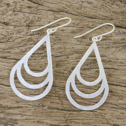 Evening Dew Handmade Modern Sterling Silver Dangle Earrings