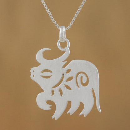 Chinese Zodiac Ox Silver Pendant Necklace