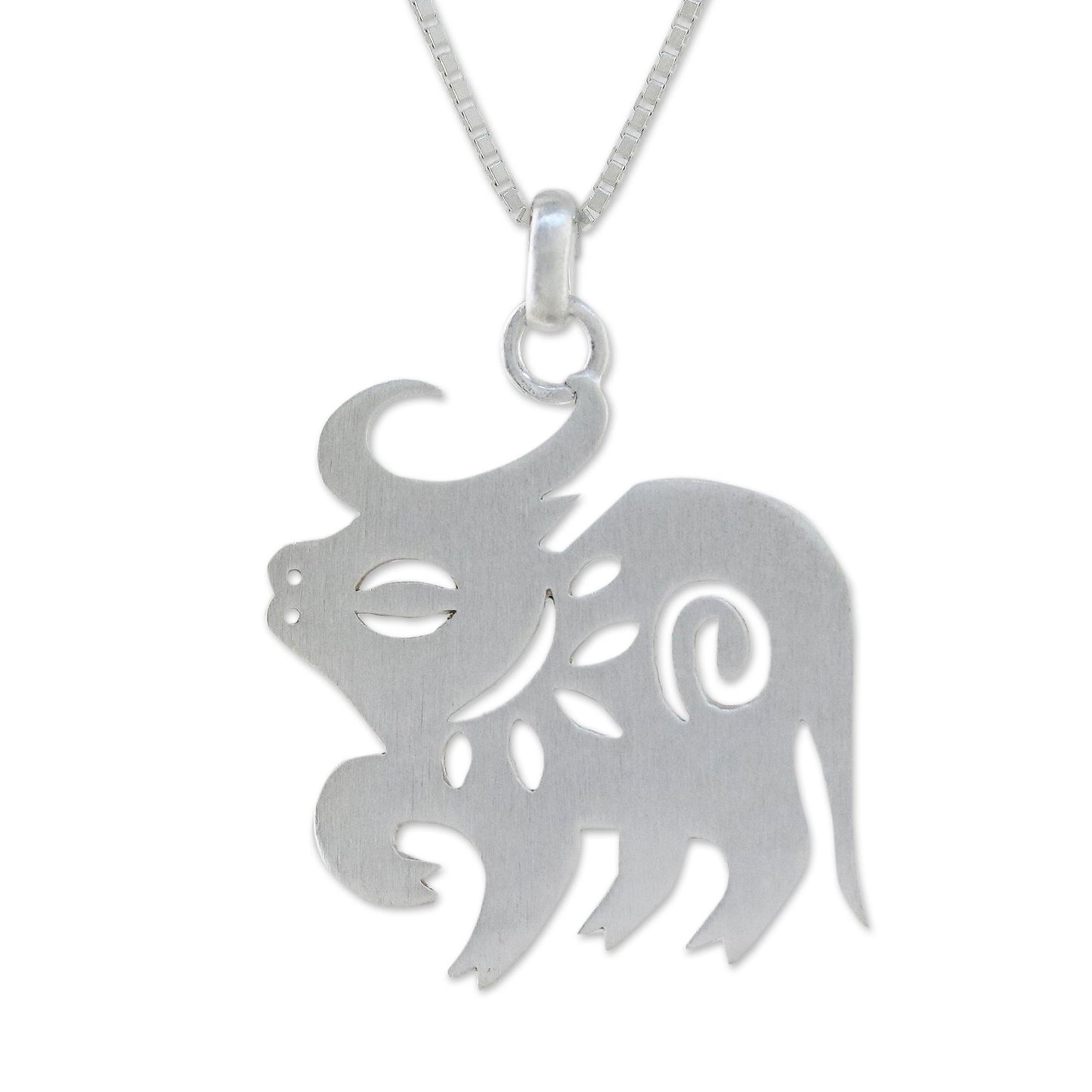 Chinese Zodiac Ox Silver Pendant Necklace