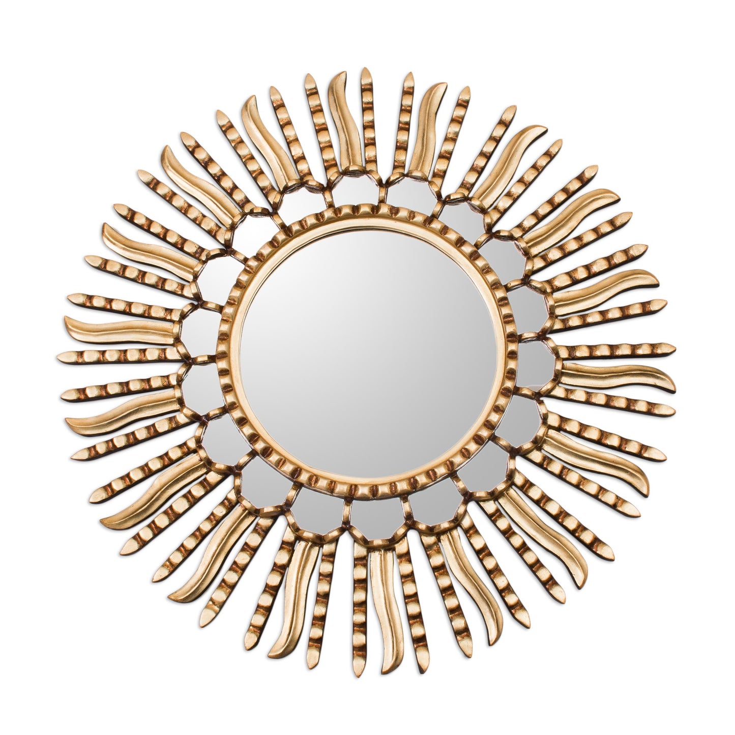 Summer Sun Unique Bronze Leaf Round Gilded Wall Mirror