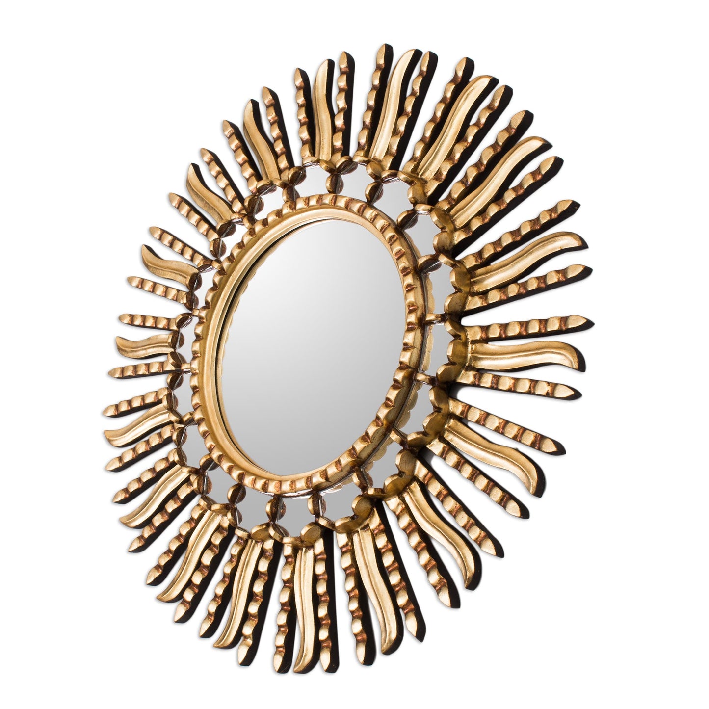 Summer Sun Unique Bronze Leaf Round Gilded Wall Mirror