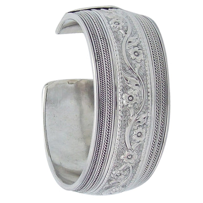 Floral Imagination Silver Cuff Bracelet