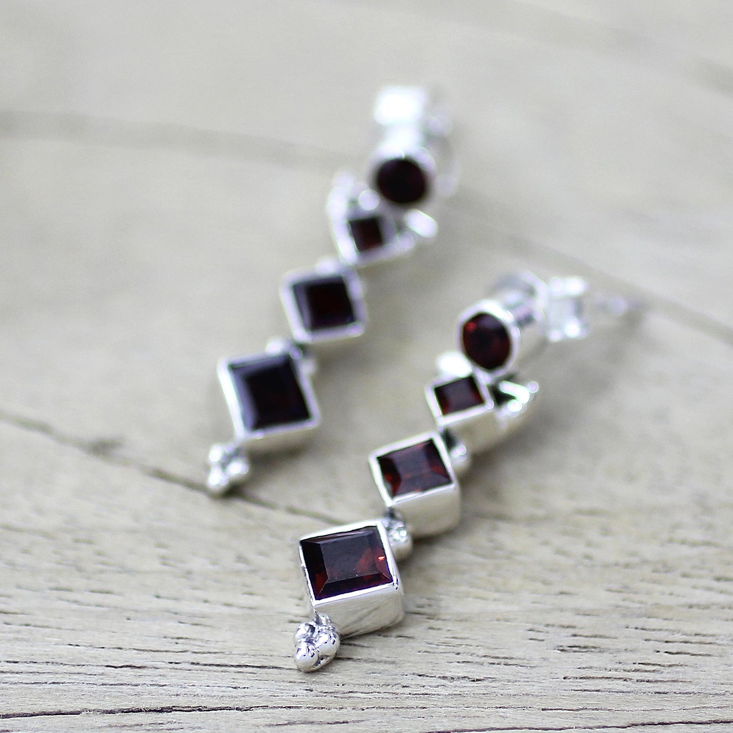 Ravishing Red Hand Made Jewelry Sterling Silver and Garnet Earrings