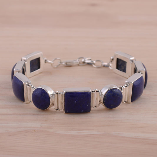 Connected Lapis Lazuli & Sterling Silver Link Bracelet