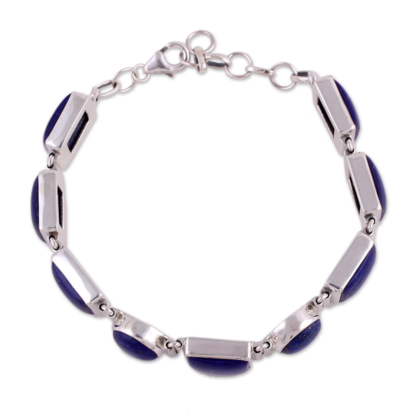 Connected Lapis Lazuli & Sterling Silver Link Bracelet