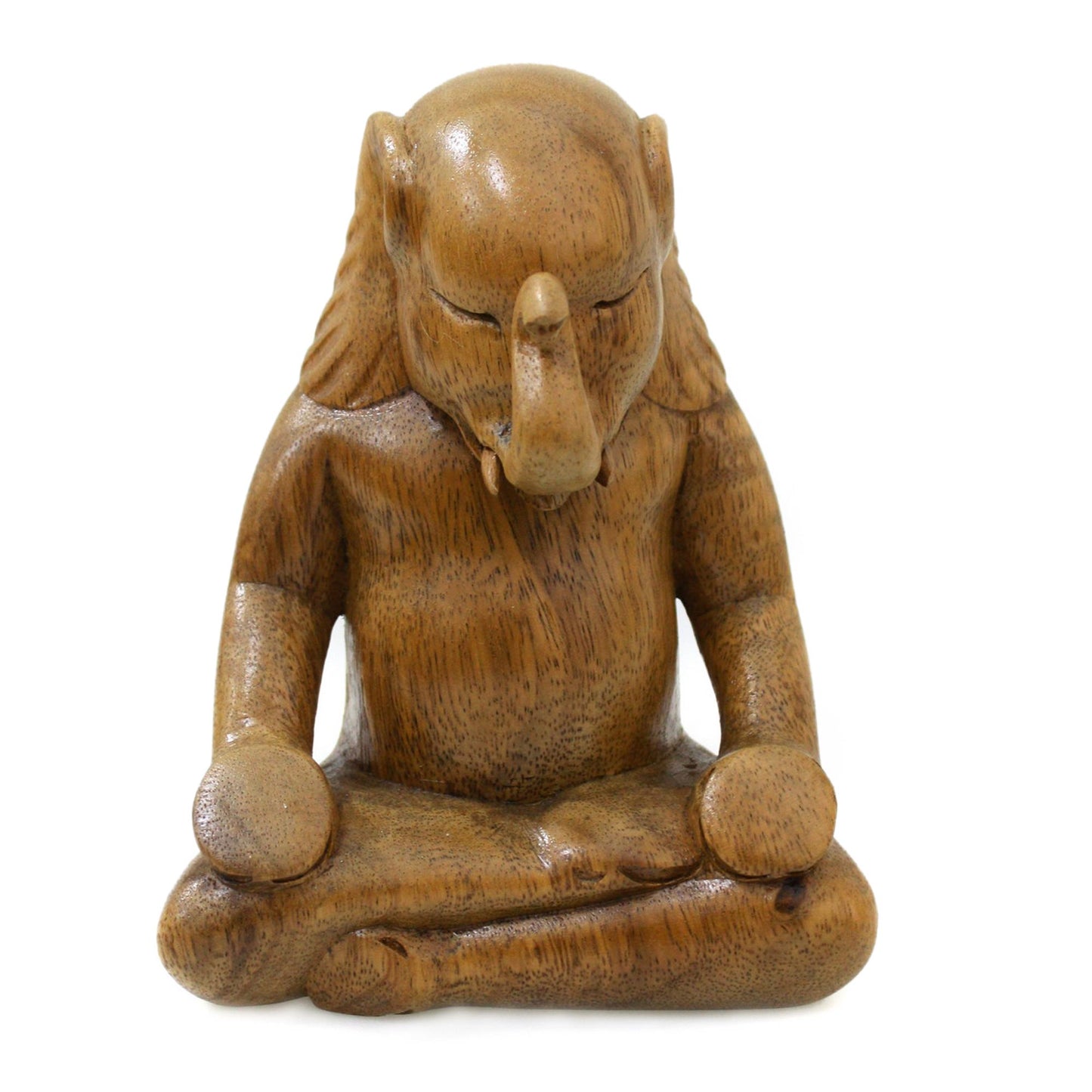 Elephant Meditates Wood Sculpture