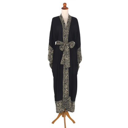 Midnight Rose Hand-Printed Batik Robe