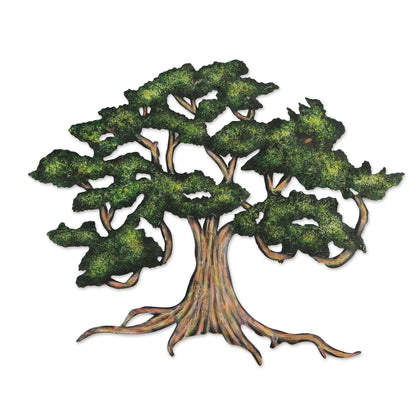 Ancient Shade Tree Unique Handmade Hand Painted Steel Wall Art (Medium)