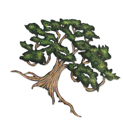 Ancient Shade Tree Unique Handmade Hand Painted Steel Wall Art (Medium)