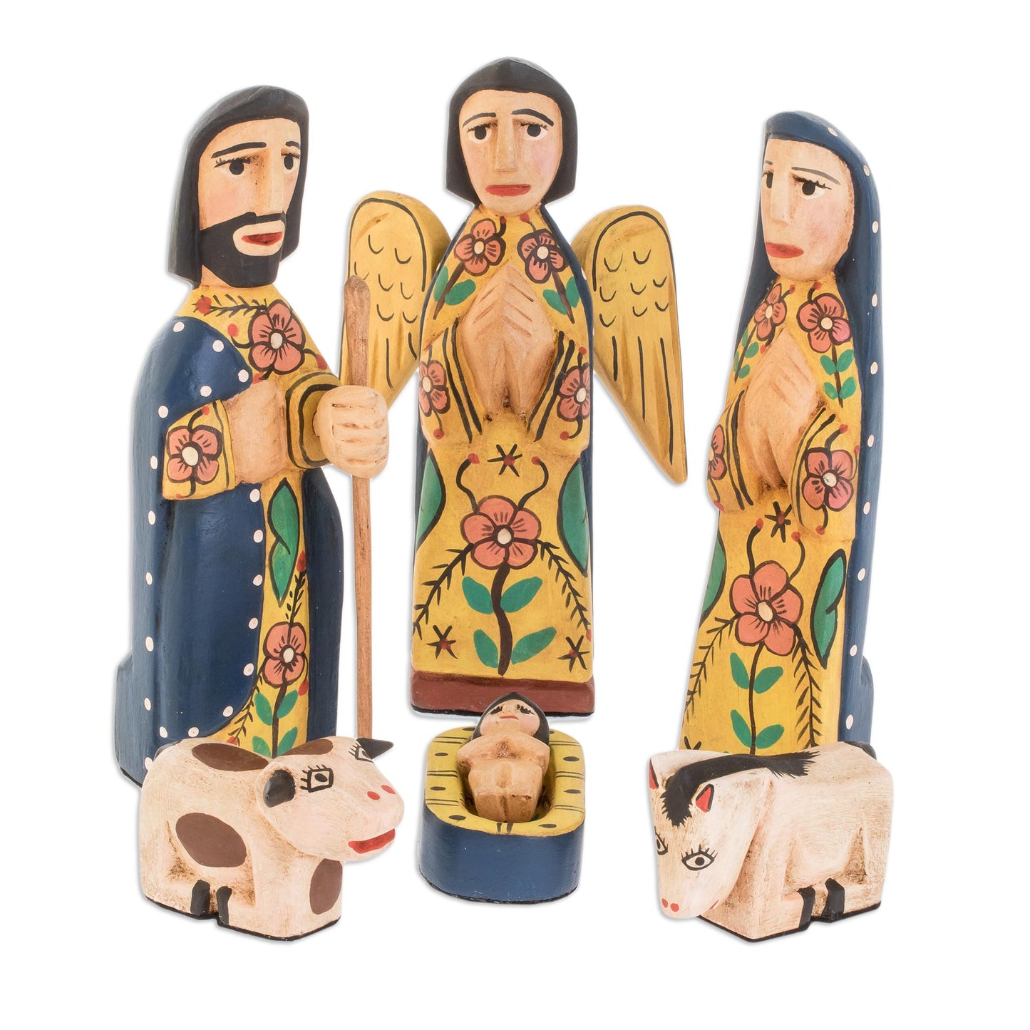 Worship Nativity Scene Wood Sculptures (10 Pieces)