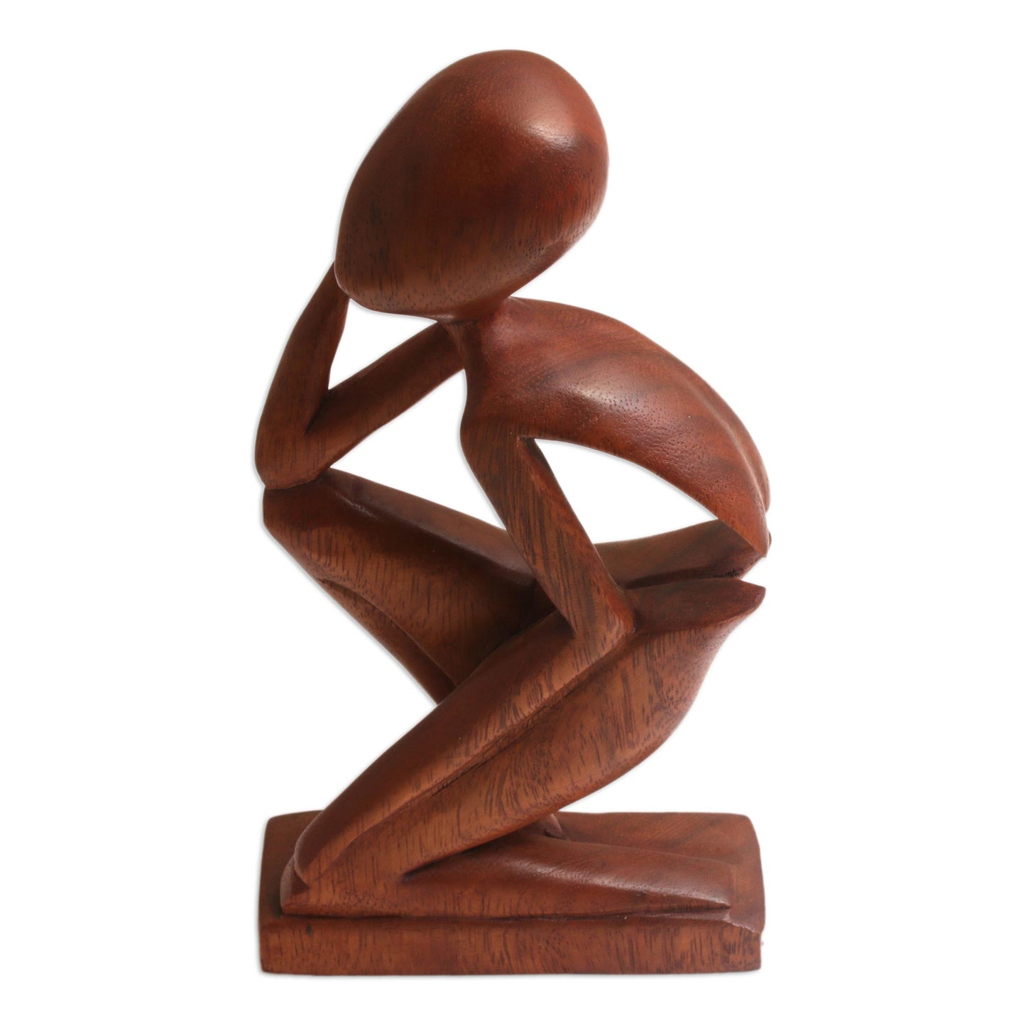 Alone Hand Made Thought and Meditation Wood Sculpture