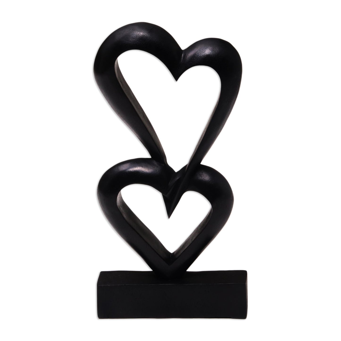 Linking Hearts Romantic Wood Sculpture