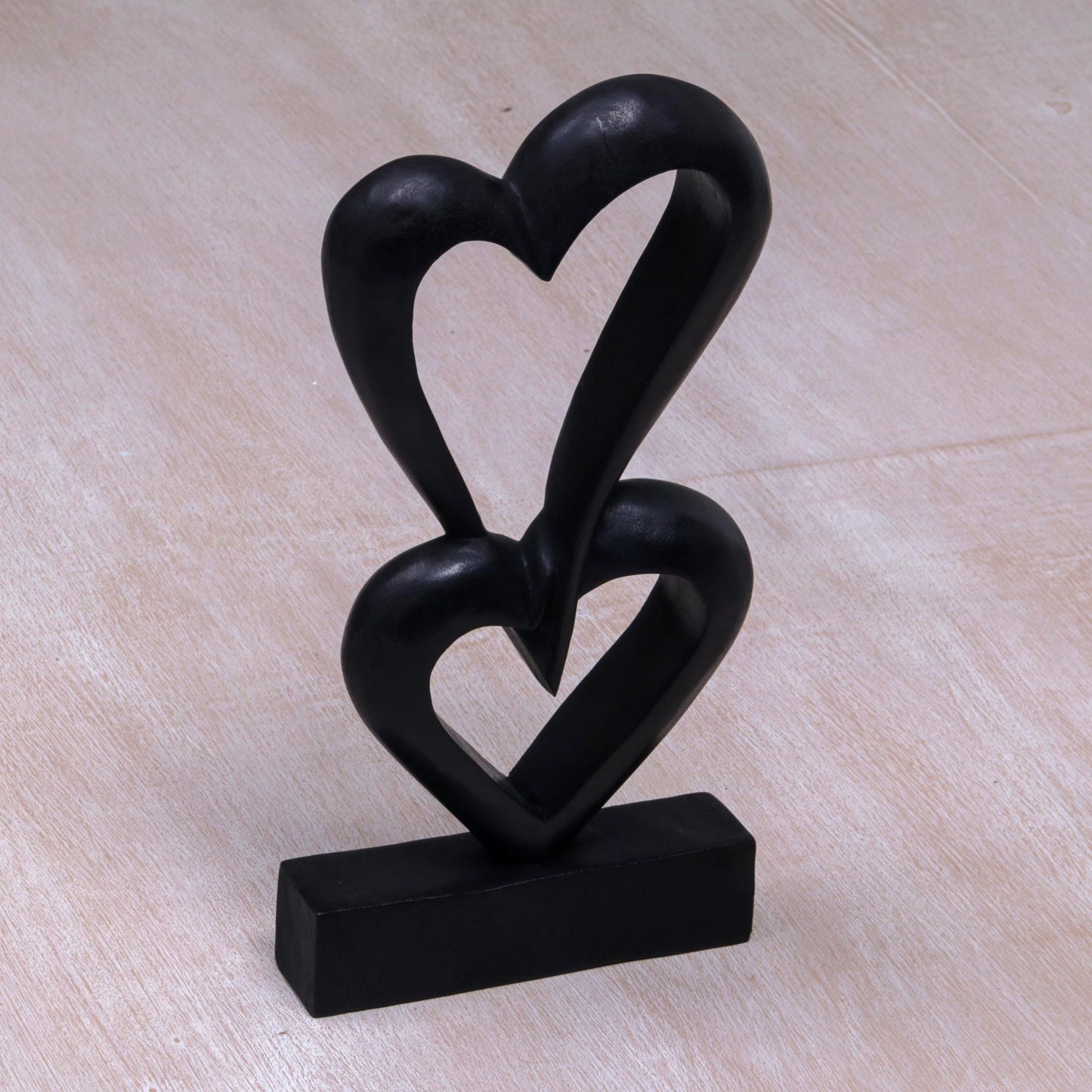 Linking Hearts Romantic Wood Sculpture