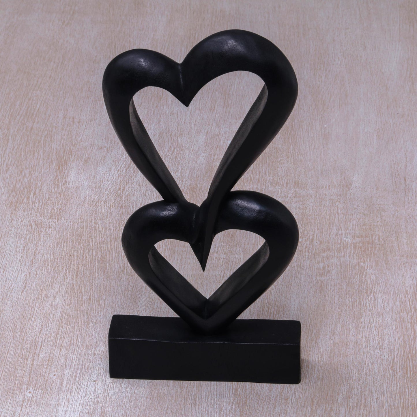 Linking Hearts Romantic Wood Sculpture