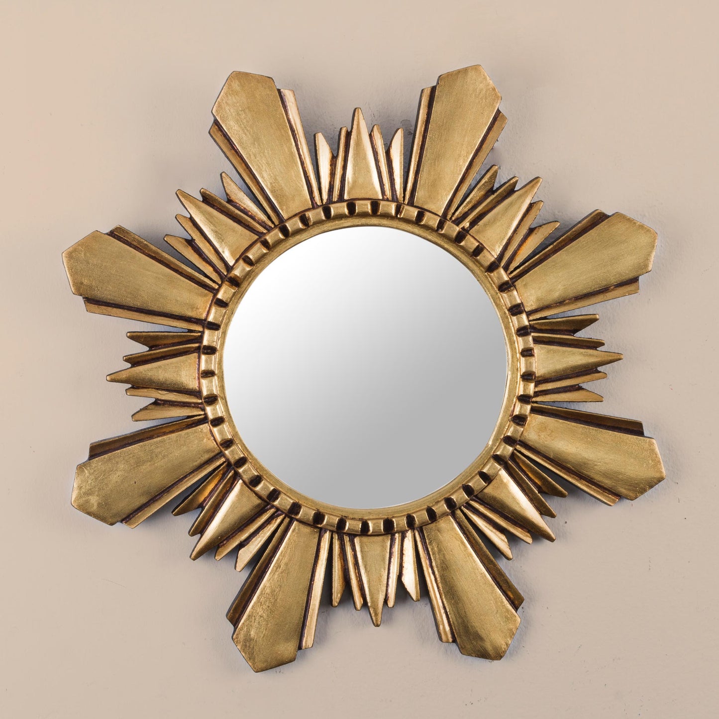 Cuzco Sun Handcrafted Gilded Wood Mirror (Medium)