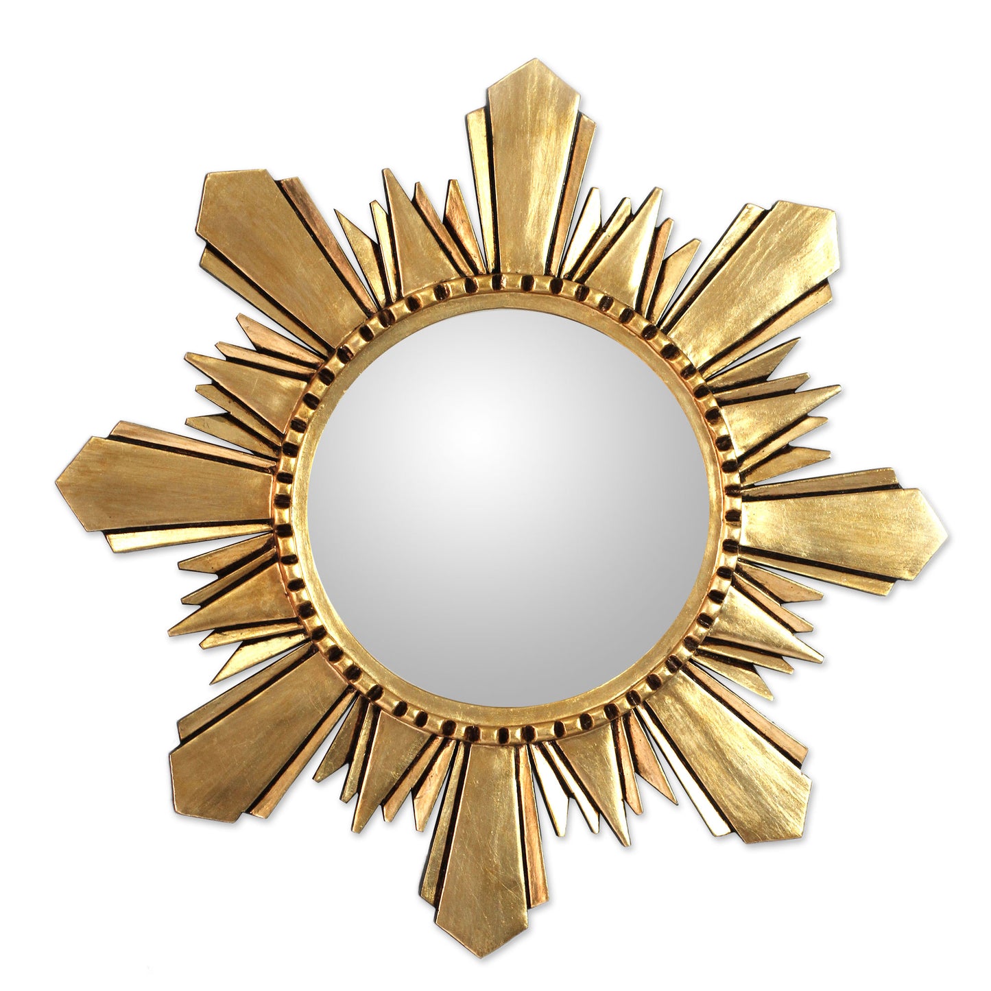 Cuzco Sun Unique Round Gilded Wood Mirror (22) with Bronze Leaf"