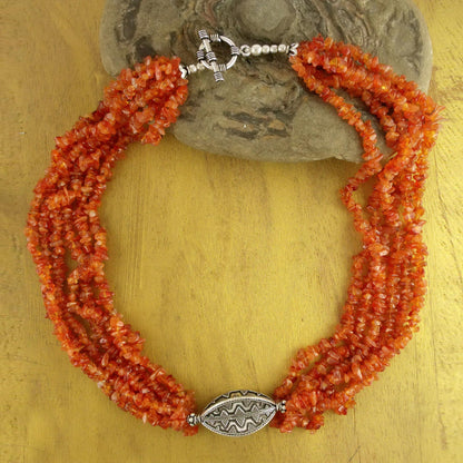 Natural Sophistication Carnelian Beaded Necklace from India