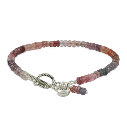 Rosy Rain Spinel Beaded Bracelet with Flower Charm