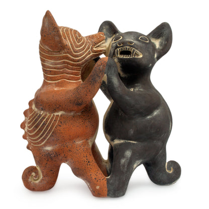 Dancing Colima Dogs Mexico Pre Hispanic Museum Replica Figurine Crafted by Hand