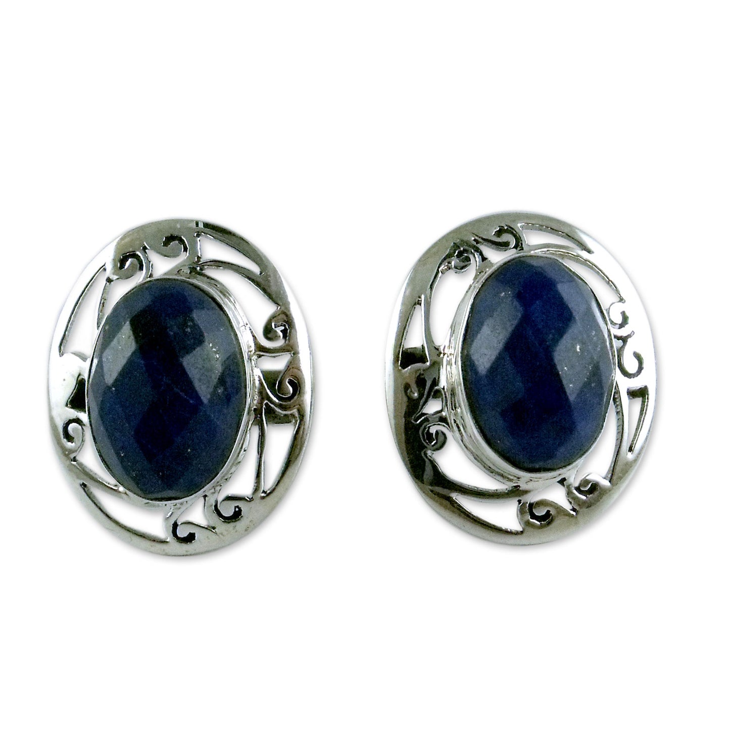 Seductive Blue Lapis Lazuli Button Earrings