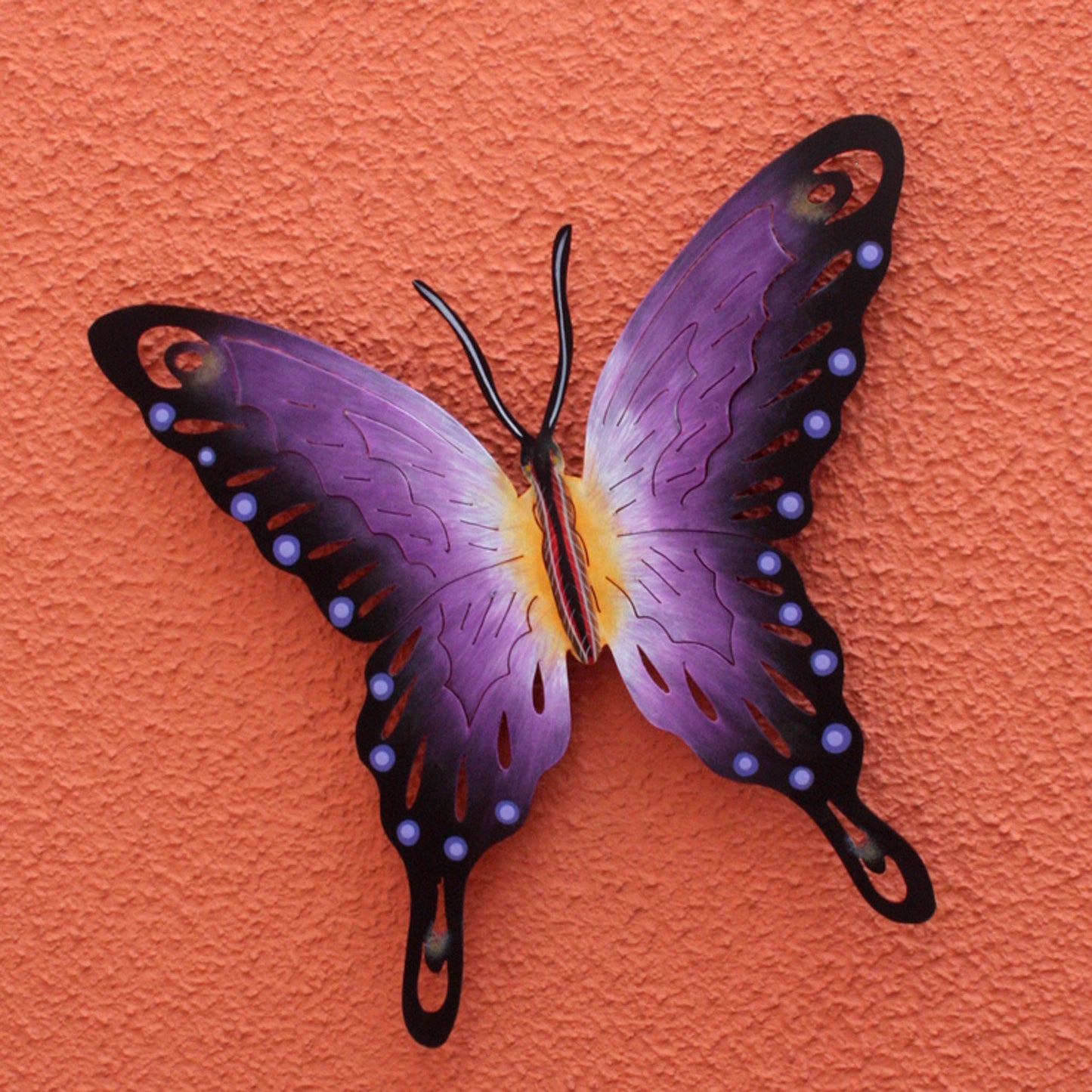 Soul of Wisdom Hand Made Purple Butterfly Steel Wall Sculpture Mexico