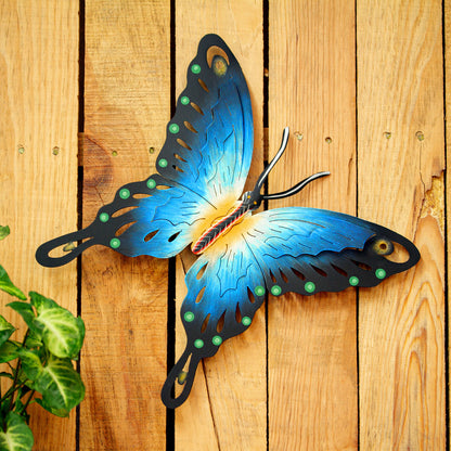 Soul of Harmony Unique Blue Butterfly Steel Wall Sculpture Mexico