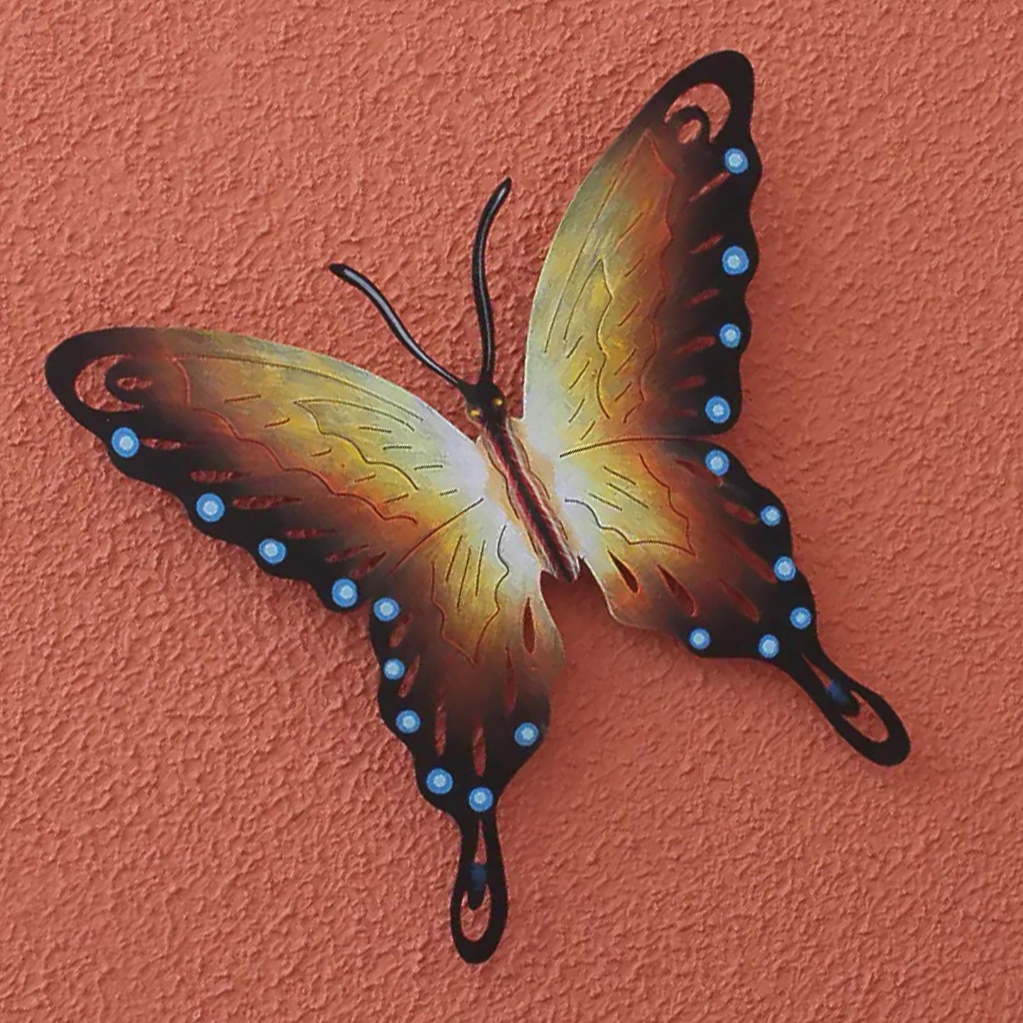 Soul of Happiness Hand Made Orange Butterfly Steel Wall Sculpture Mexico