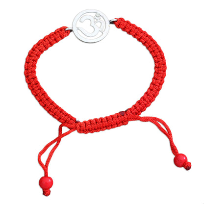 Solitary Crimson Om Diamond charm bracelet