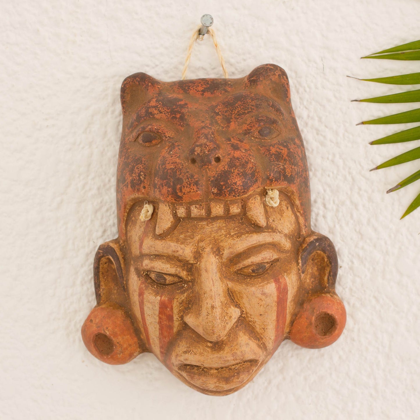 Maya Jaguar Priest Ceramic Wall Mask