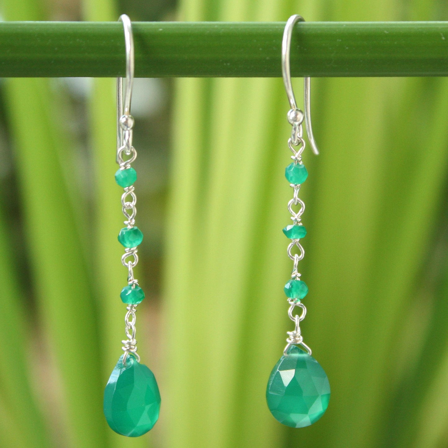 Lady Green Chalcedony Dangle Earrings