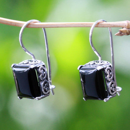 Imagine Onyx Sterling Silver Drop Earrings