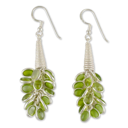 Peridot & Sterling Silver Cluster Earrings